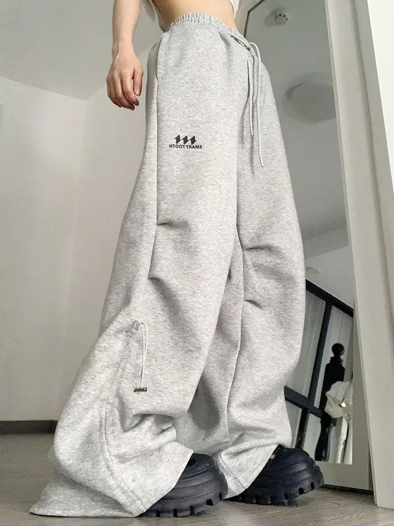 

Gray Sweatpants Women Wide Oversize Vintage Sport Joggers Pants Autumn Winter Korean Style Trouser Harajuku Streetwear