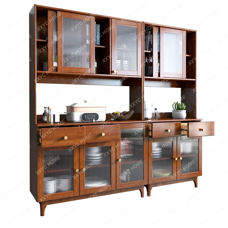 Solid Wood Sideboard Wine Cabinet Wall-Mounted Living Room Cabinet Dining Room Locker Modern Minimalist Kitchen Bowl Cabinet