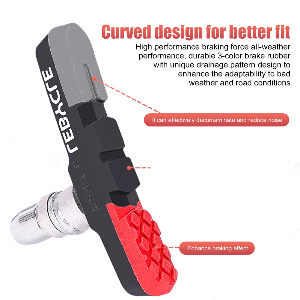 

Rubber Bicycle Brake Pads Small Wheel Brake Parts Professional Bike Brake Shoes Lightweight Curved Design Cycling Accessories