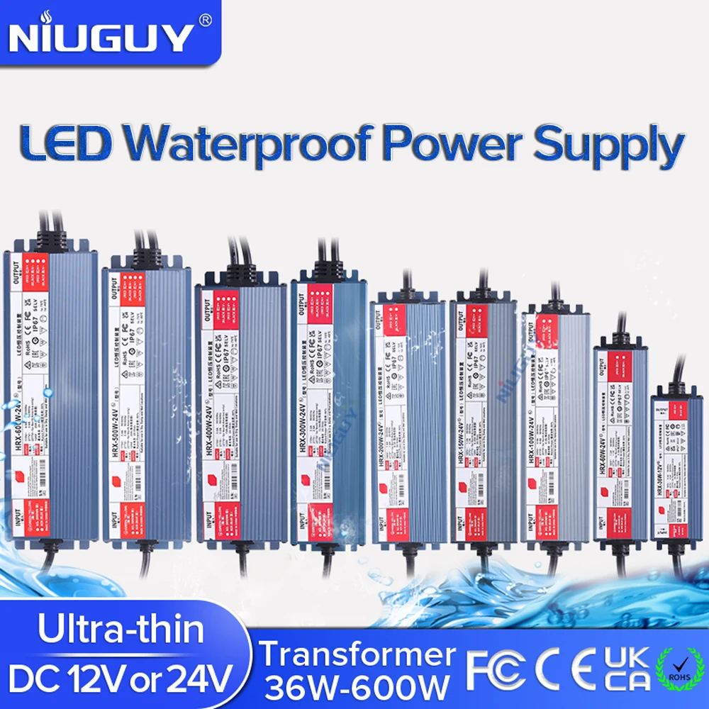 Waterproof lighting transformer AC 220V to DC 12V 24V LED driver power supply 100W 200W 300W 400W 500W 600W outdoor waterproof