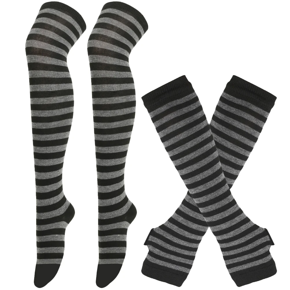 

Striped Glove Stockings Washable Arm Sleeves Supple Covers Socks for Women Comfortable Warmth Windproof Leg Long Warmer