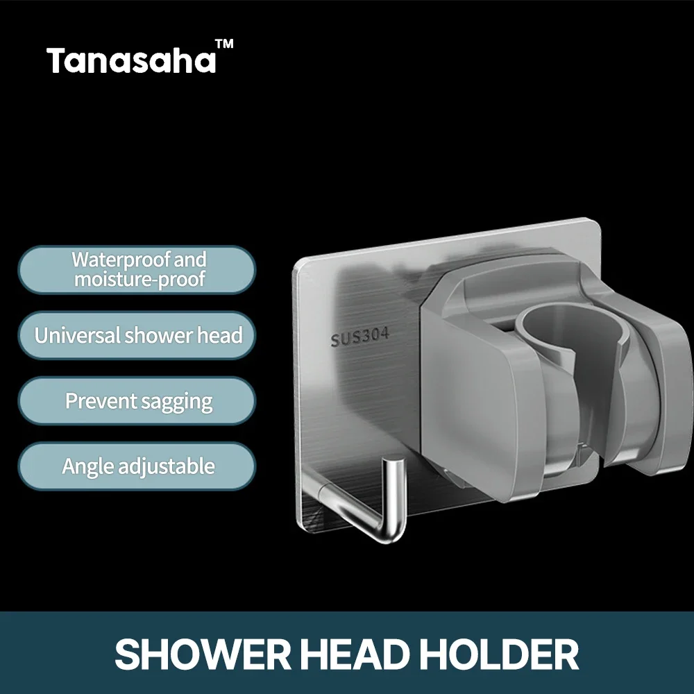 

Stainless Steel Bathroom Shower Bracket No-Punch Adjustable Self Adhesive Showerhead Holder Storage Hanger Toilet Accessories