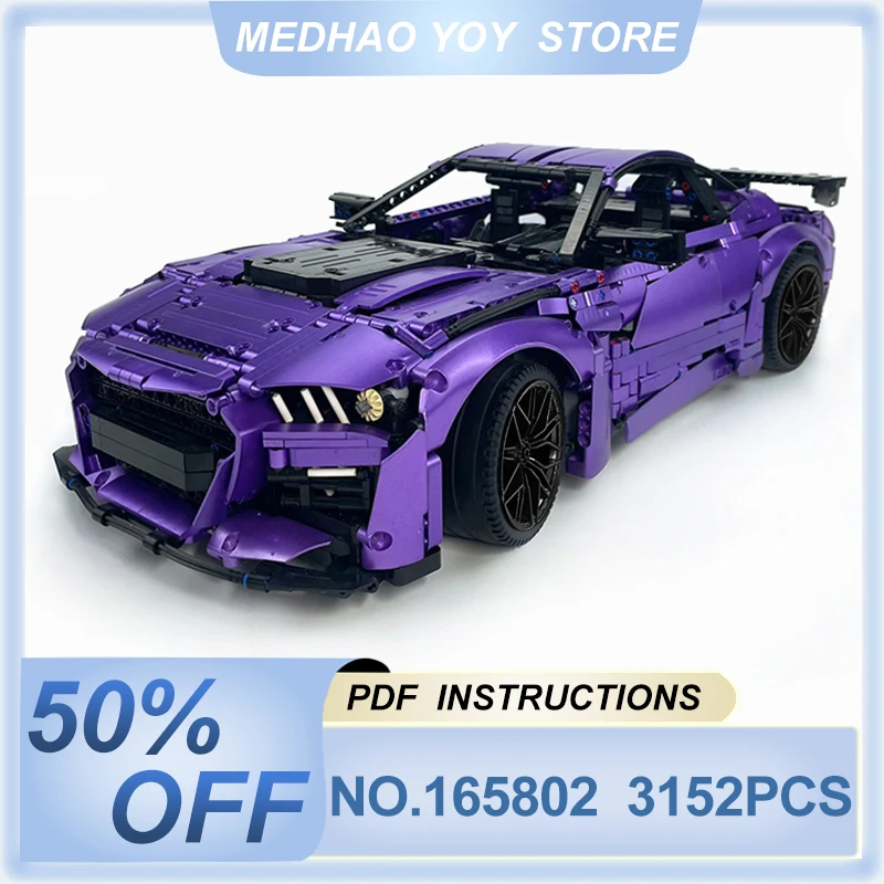 

New Technical MOC 165802 Purple Plating Super Sports Car 1:8 Model Buidling Blocks Bricks Educational Puzzle Toys Birthday Gift