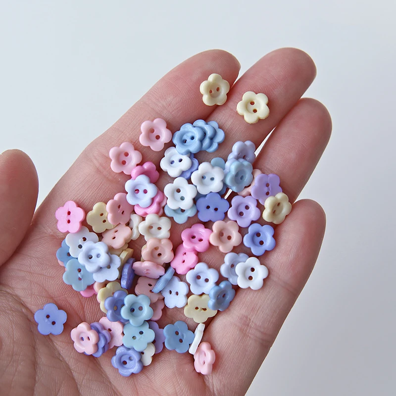 8mm Mini Buttons Colourful Flower Doll Clothes Resin Buttons for DIY Shirt Sweater Sewing Accessories Crafts Handcraft Supplies