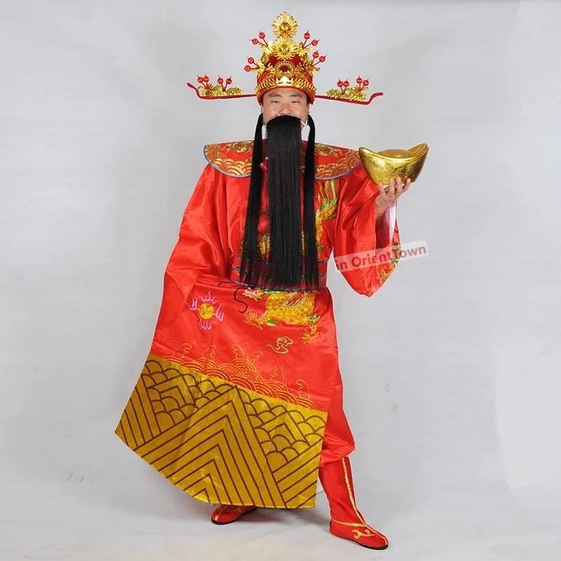 Adults Size Outfit Carnival Lucky Character Mammon Costume The God of Wealth Man Costume Party celebrate Robe Set TV Film Wear