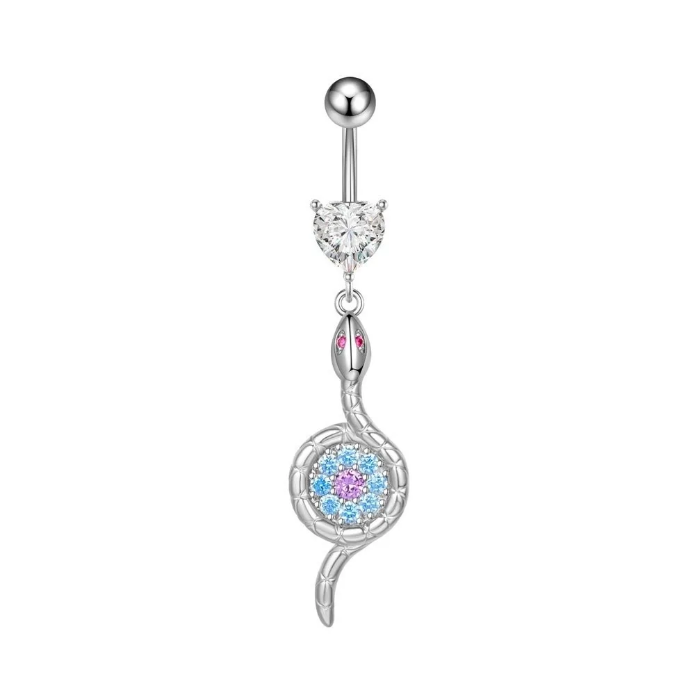 Flower Zircon Navel Ring Butterfly Sunflower Body Piercing Jewelry Rhinestone Piercing Heart Belly Button Ring Party Decoration