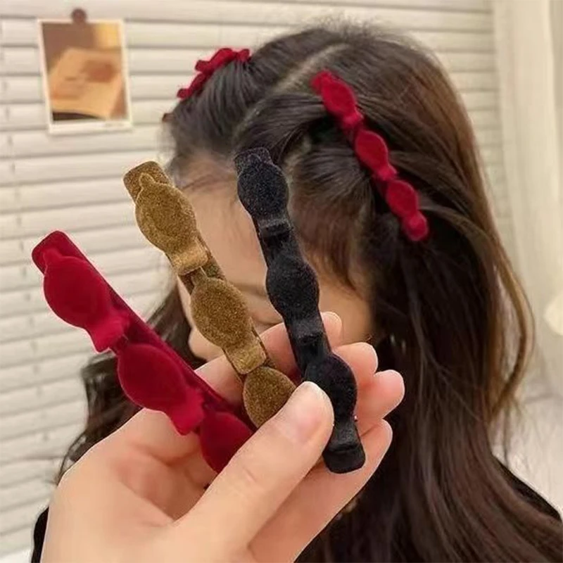 3/4/6Pcs Flocking Hair Clips For Women Side Braided Hairpin Sweet Hair Bangs Girls Clips Barrettes Hair Accessories Set