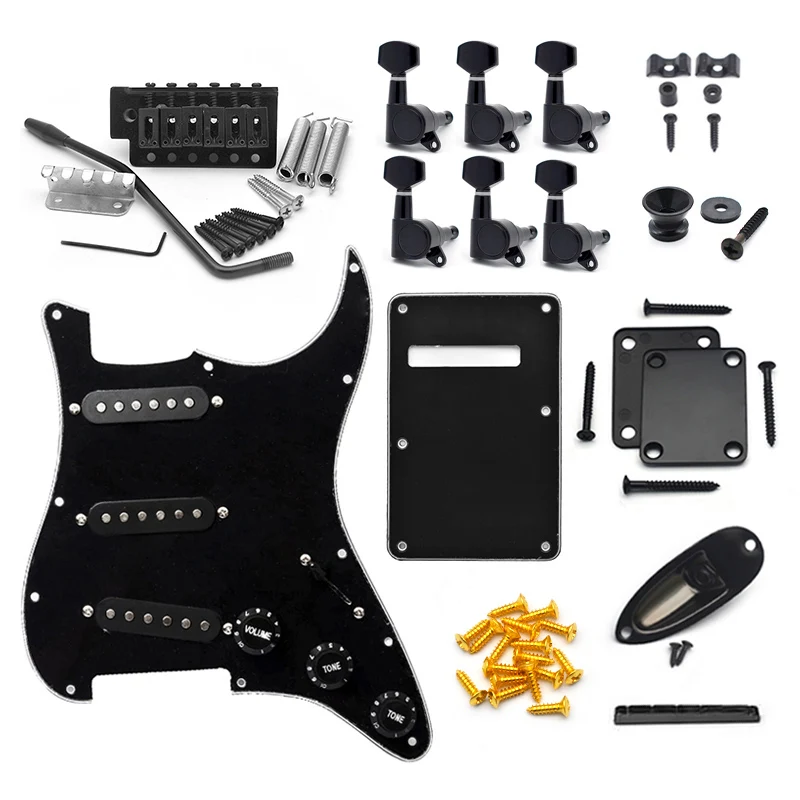 DIY Loaded Pickguard Kit for Electric Guitar, 10 Pcs/Set Black Stringed Instrument Replacement Accessories