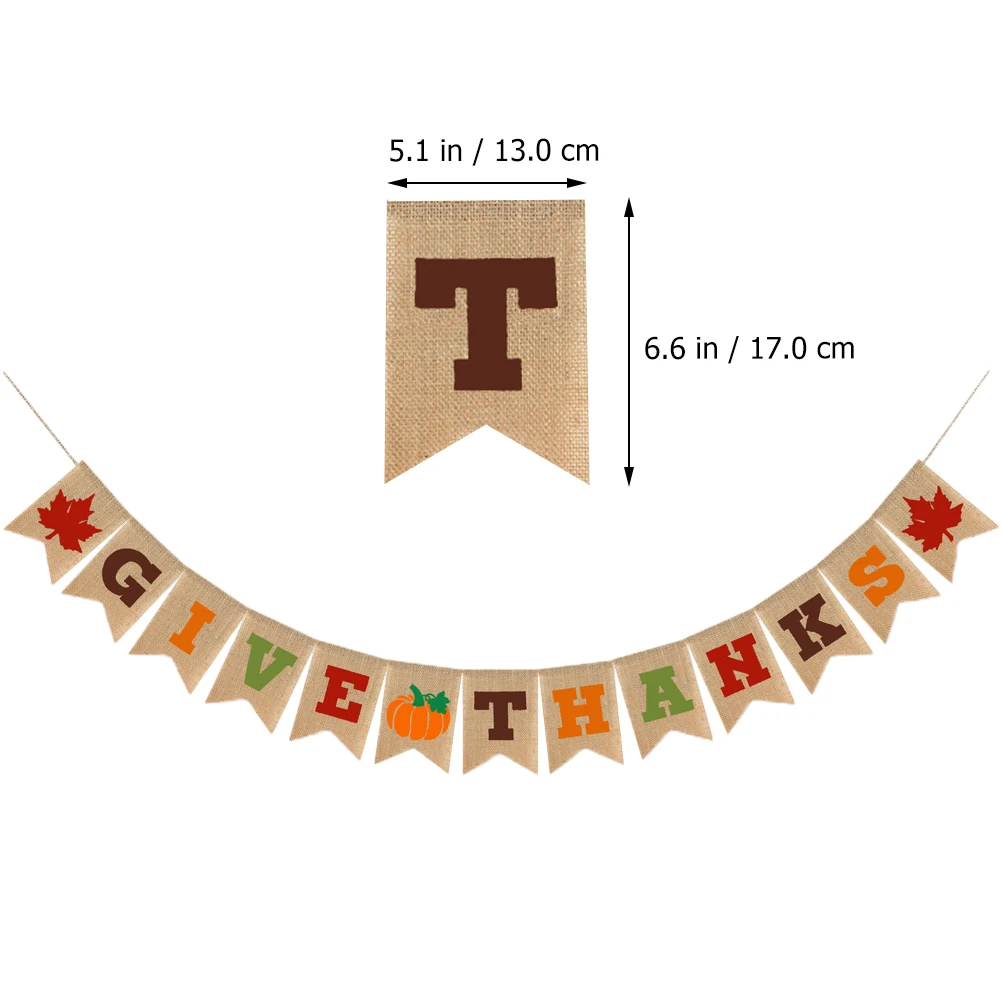 

1pc Thanksgiving Decoration Thanksgiving Banner Party Bunting Linen Maple Party Flag Leaf Decorative Flag For Holiday Events