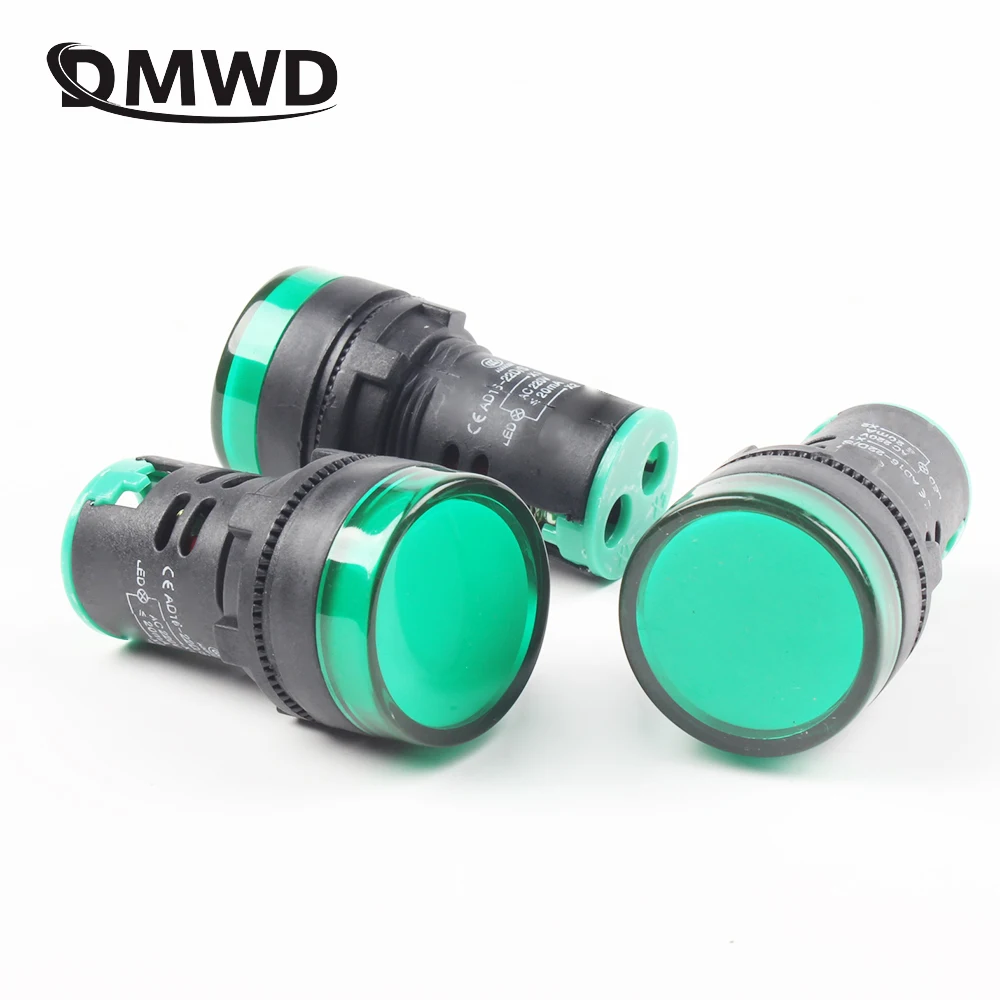 Signal Lamp Light Waterproof ad16-22ds 22mm  AC DC 12V 24V 110V 220V Green Bulbs Plastic button industrial wanrning Green