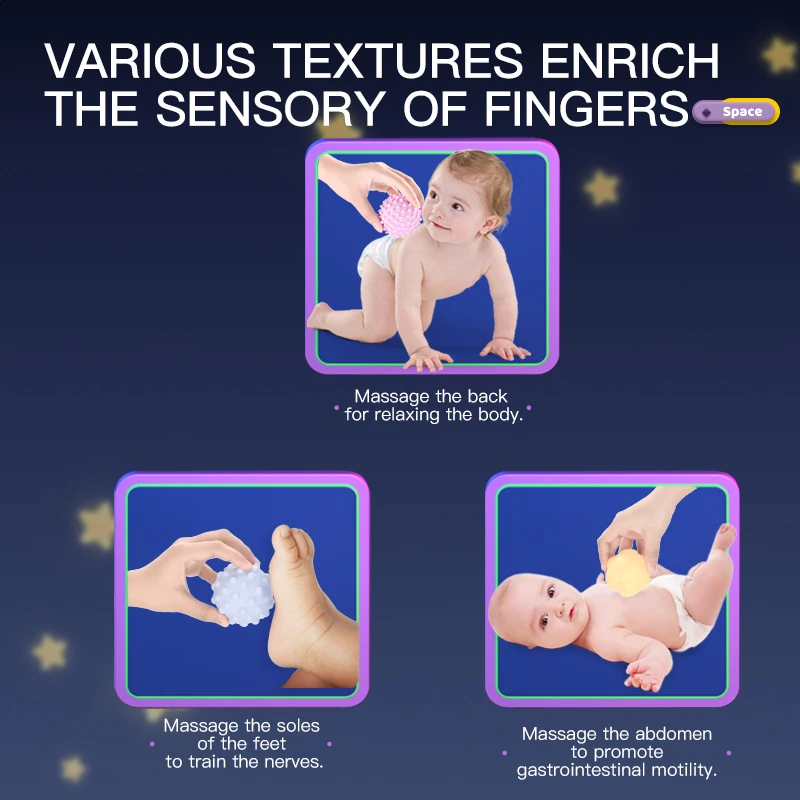 Baby Sensory Touch Ball - เนื้อซิลิโคนอ่อนนุ่ม การฝึกจับ และเวลาอาบน้ําแสนสนุกสําหรับทารก