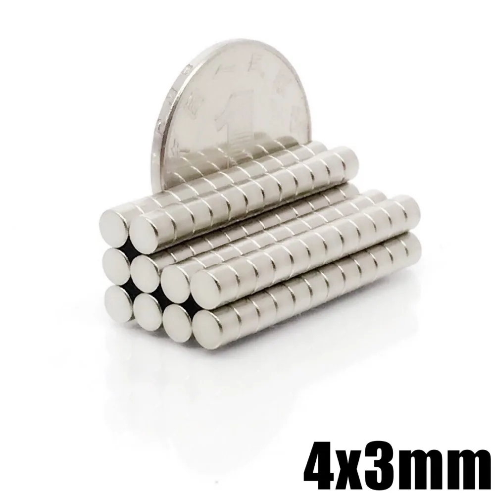 

50~1000pcs 4x3 mm Small Round Powerful Magnets 4mmx3mm Sheet Neodymium Magnet disc 4x3mm Permanent NdFeB Strong Magnet 4*3 mm