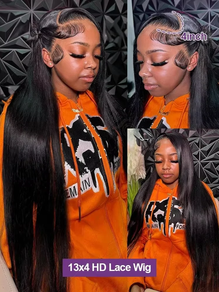 13x6 HD شعر بشري شفاف الدانتيل الباروكة الأمامية البرازيلي 30 36 بوصة عذراء الشعر العظام مستقيم 13x4 الدانتيل الجبهة الباروكات قبل قطعها #3