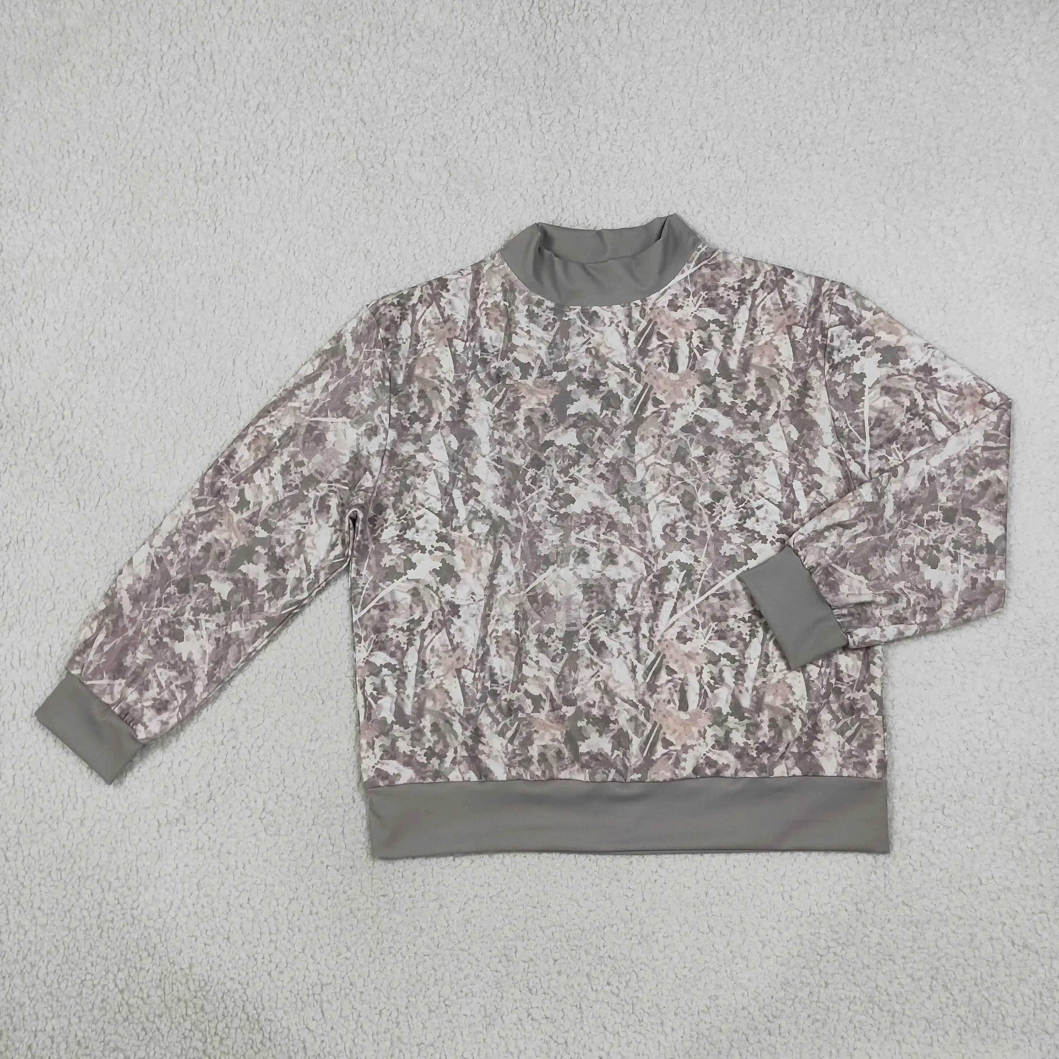 Wholesale Long Sleeves Adult Women Yoga Active Shirt Leaves Pullover Camo Print Clothing