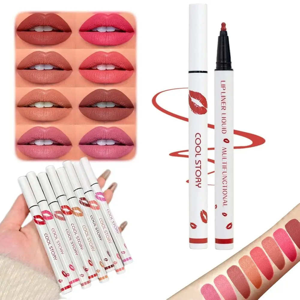 ใหม่ Longwear Liquid Lip Liner กันน้ํา 2-in-1 Matte Lip Stain Marker Quick-Drying ลิปสติกติดทนนานสําหรับ lip Makeup