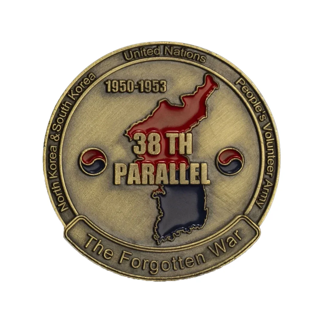 الحرب الكورية (1950-1953) الحرب المنسية 38TH الموازية النحاس مطلي تذكارية عملة الولايات المتحدة. الجيش التاسع عملات تذكارية