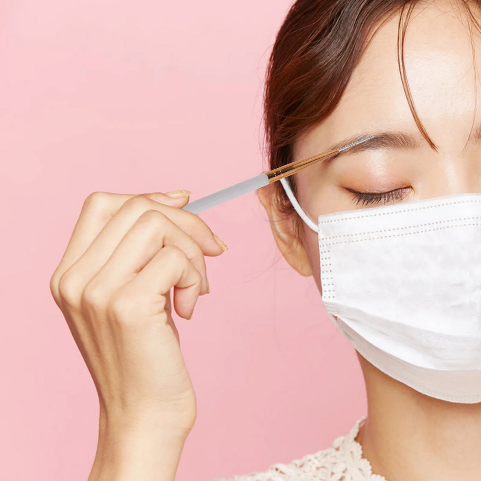 6 pçs dupla finalidade cílios e sobrancelha escova ultra fina espiral cabeça reutilizável rímel varinha maquiagem precisa sobrancelha aplicador chicote