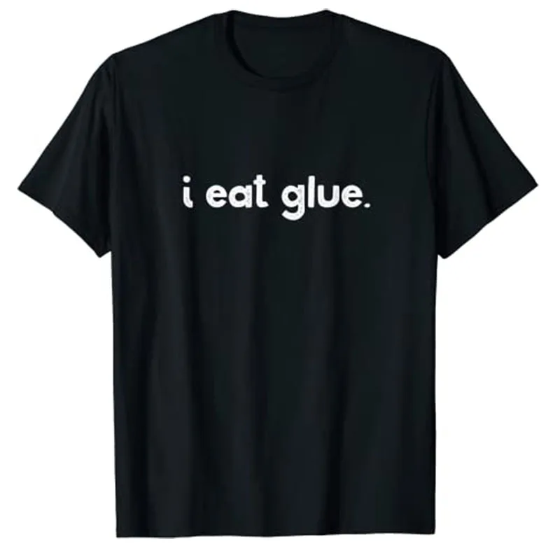 Ich esse Kleber T-Shirt – Witziges Geschenk mit sarkastischen Sprüchen, Grafik-Tee, Y2K-Oberteil, Humor, lustiger Witz, Buchstaben-Print, Kurzarm-Outfit