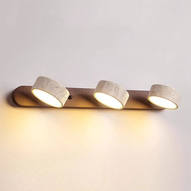 WECUS Rotatable LED Wall Light Japanese Wabi-Sabi Style Creative round Design for Bathroom Table Dressing Mirror Front Home Deco
