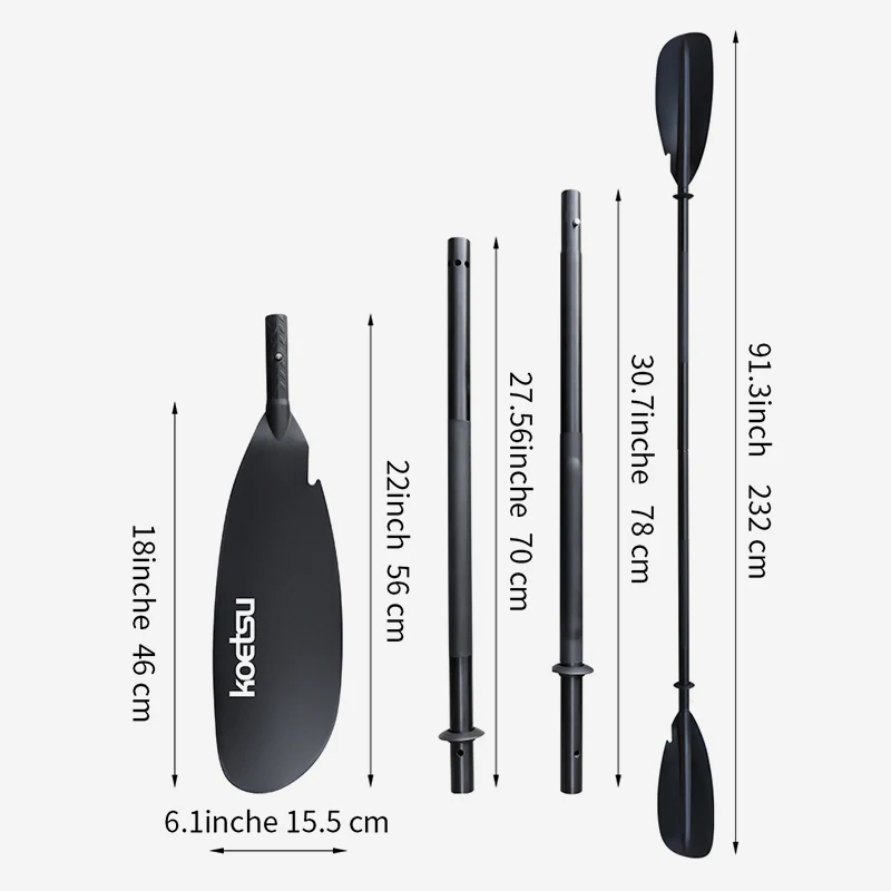 KOETSU 4-Stage Spliced Double-Headed Paddle Inflatable Surfing Paddle Board Aluminum Alloy Paddle Kayak Paddle