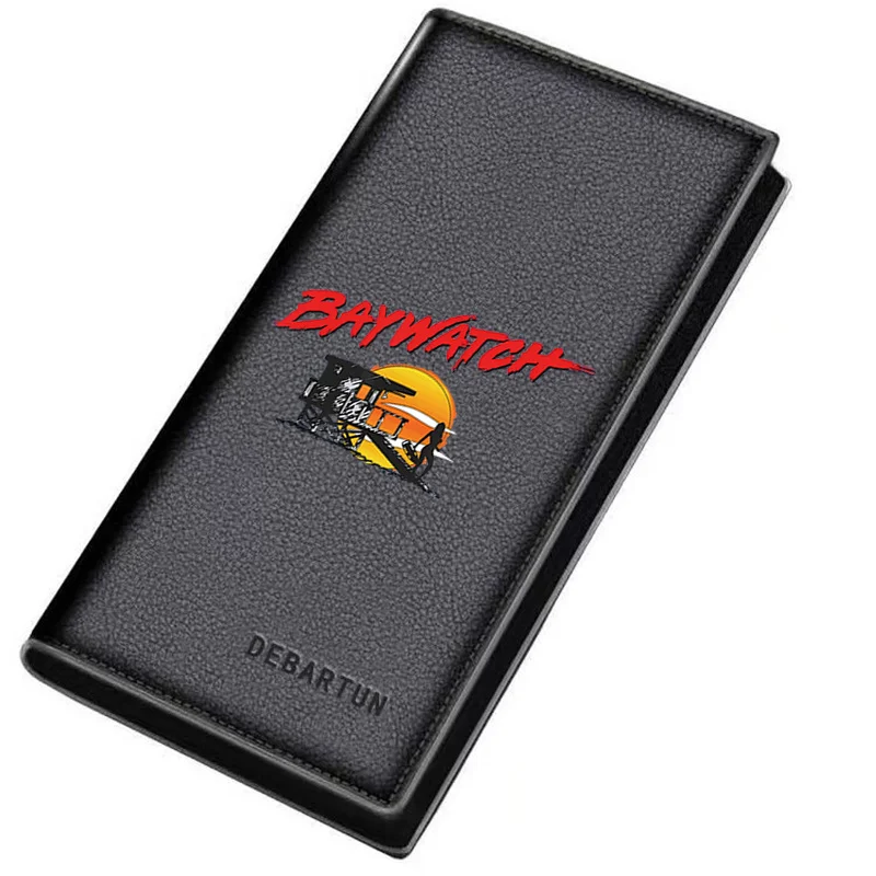 Lifeguard tower sunset silhouette Baywatch logo Men's Long Wallets Business Stylish Printing Design Casual Use Christmas Valenti
