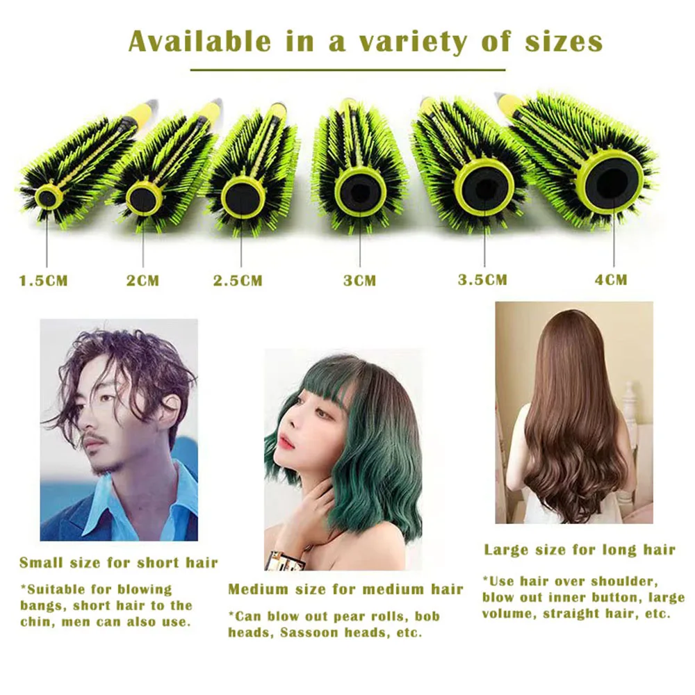 หวีแปรงม้วนผมทรงกลม หวีแปรงขนหมูป่า แปรงม้วนผมทรงกระบอก อุปกรณ์จัดแต่งทรงผม