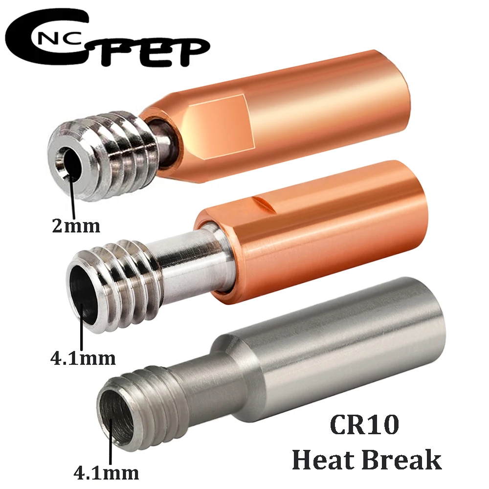 2pcs Bimetal Heatbreak CR10 Throat Long Distance Bowden Heat Break Tube Extrusion For Ender 3 CR10 Titanium Alloy Copper Throat