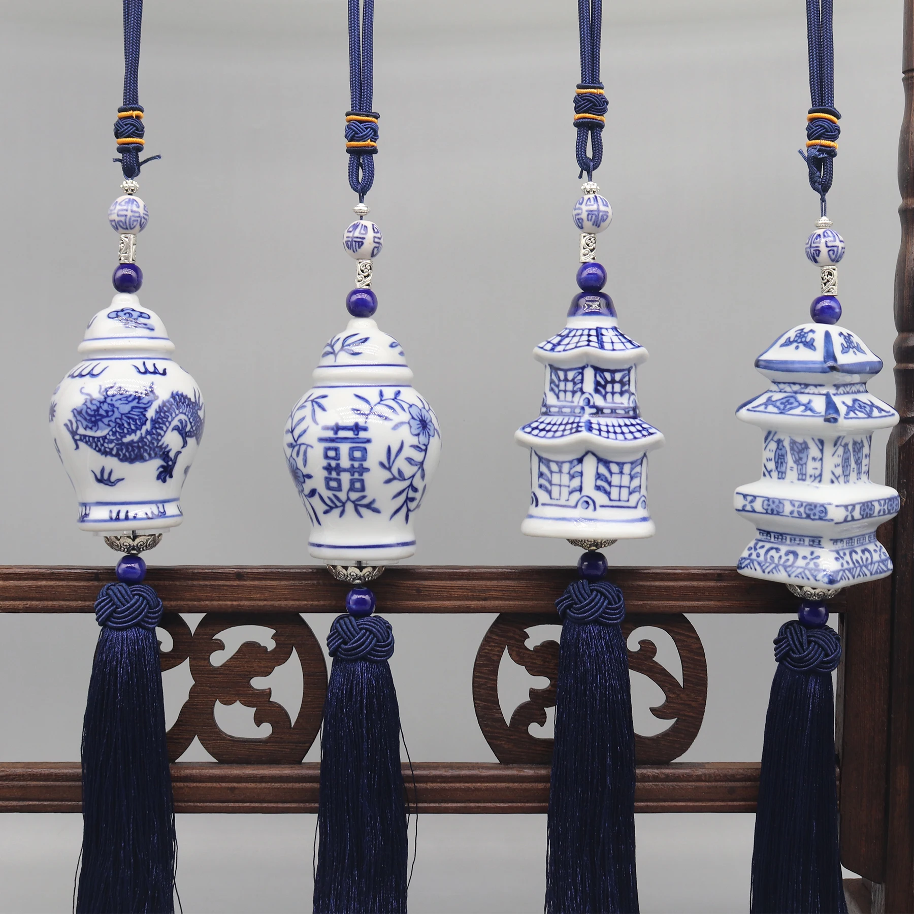 Blue and White, Hand Painted Ceramic Hangings