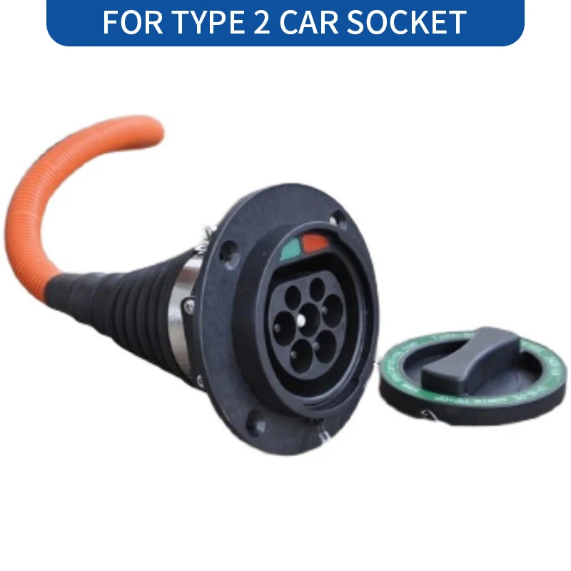 Wufen Type2 Mannelijke Contactdoos Met Kabel Voor Elektrische Auto Zijlader Iec 62196 Type 2 Socket Ev Oplader Aansluiting 32a 0.5M Evse