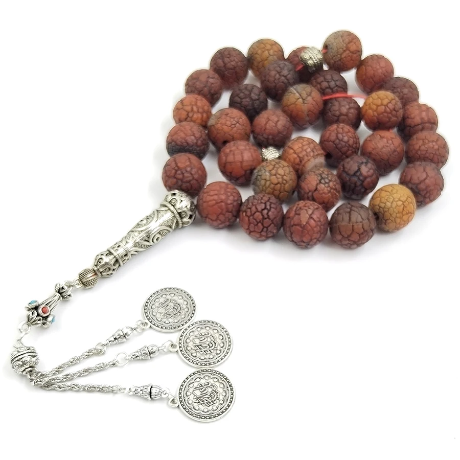 Tasbih Natural Weathered old agate stone 33 45 51 99 100 Rosary Collection level Prayer bead arab bracelet Accessorie misbaha