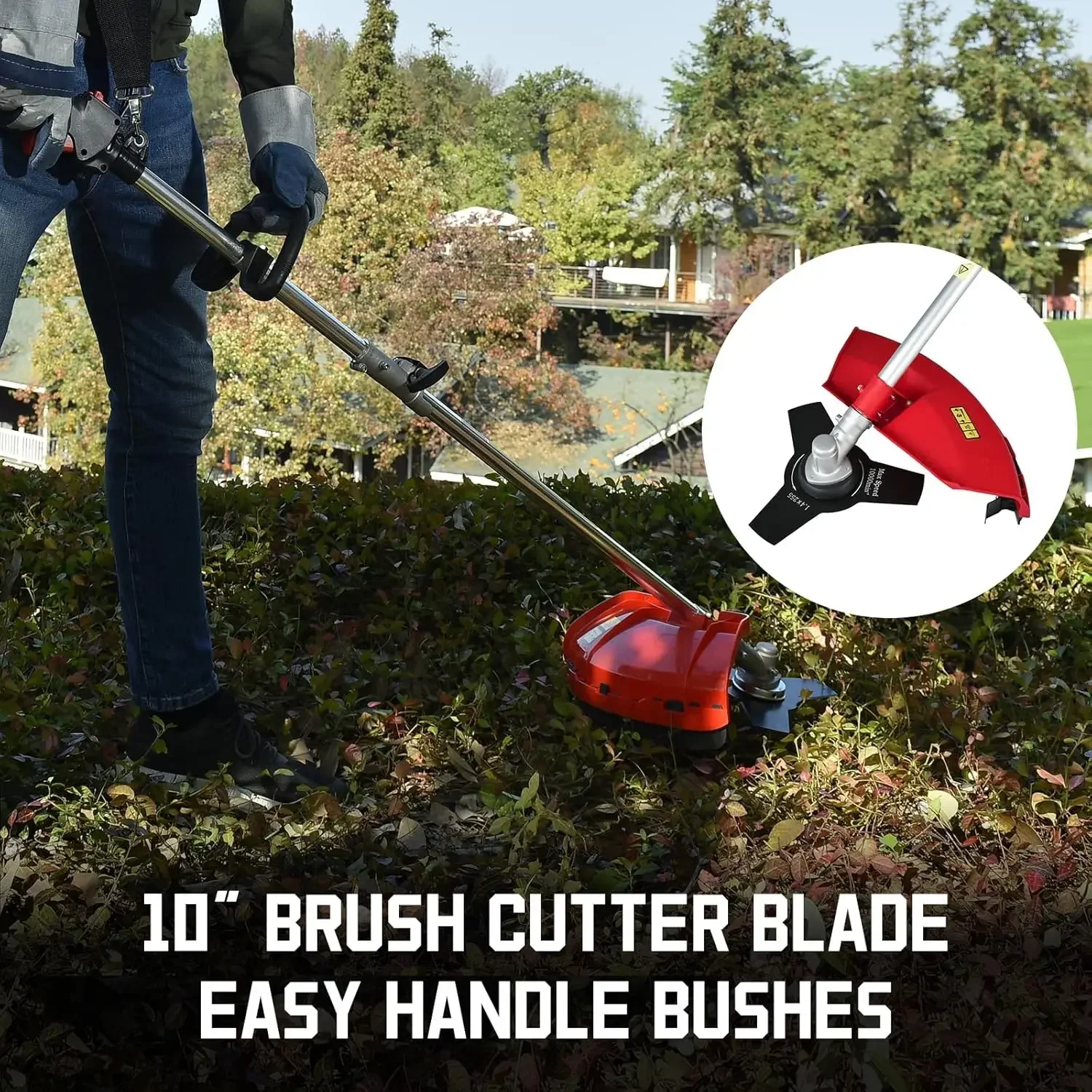 

[XMSJ]PowerSmart 25.4cc Gas Weed Wacker, 3-in-1 String Trimmer/Edger 16-Inch with 10-Inch Brush Cutter for Grass Cutting, 2025 V