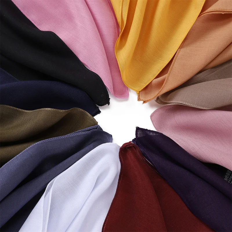 High Quality Encryption Voile Headcloth Malaysia Basic Pure Color Cotton Square Scarf One Piece Dropshipping