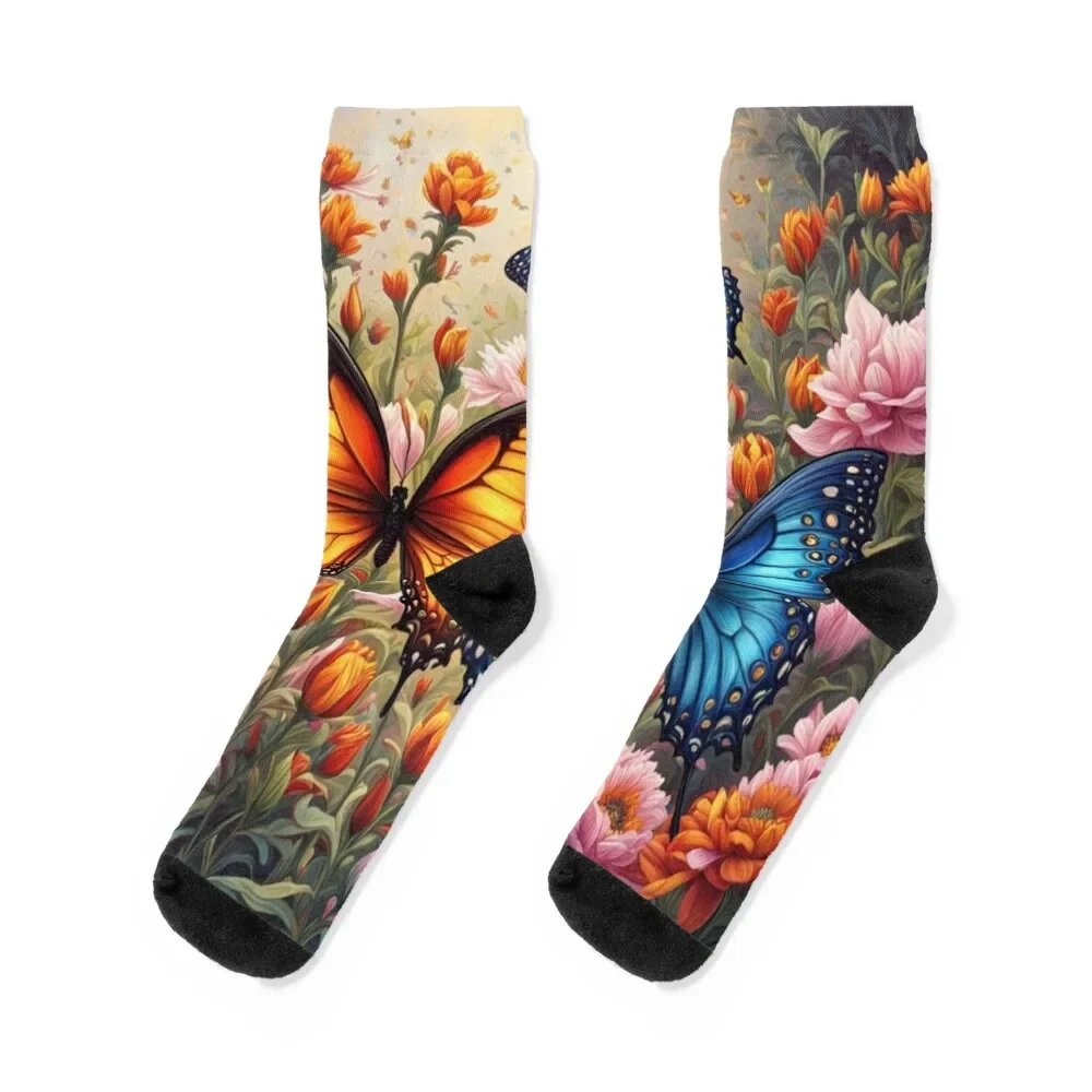 

Playful Butterflies Socks winter gifts floral set anime Men's Socks Women's