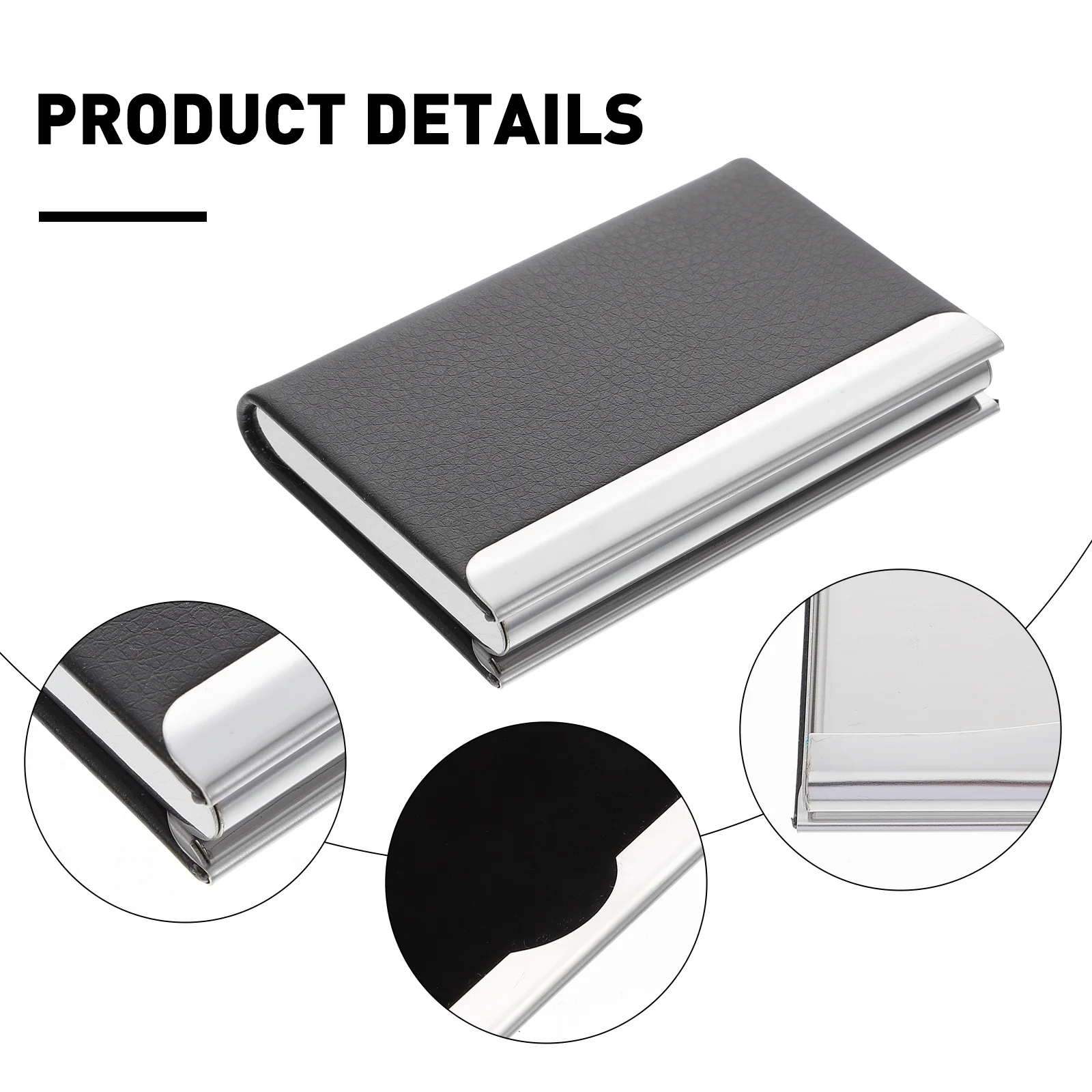 

Business Case Name Card Holder Wallet Credit Card Storage Bag Metal Pu Large Capacity Modern Practical For Men