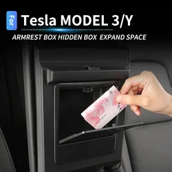 Per Tesla Model 3 Model Y 2023 2022 scatola porta bracciolo per auto Console centrale Organizer bracciolo scatola portaoggetti nascosta accessori