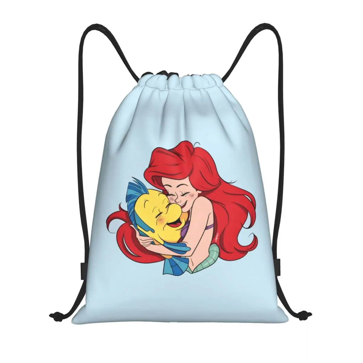 

Custom The Little Mermaid Drawstring Backpack Sports Gym Bag for Women Men Little Mermaid Training Sackpack