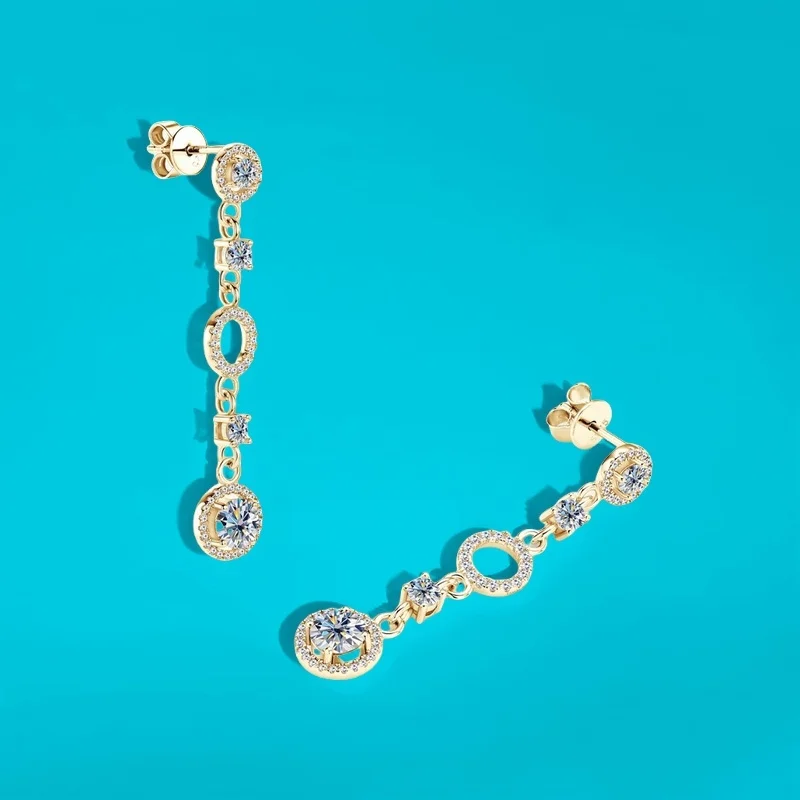 1ct خمر الأوروبي مويسانيتي هوب أقراط GBA معتمد هدية مجانية صندوق هامش الجوف جولة أنيق العصرية مجوهرات للنساء