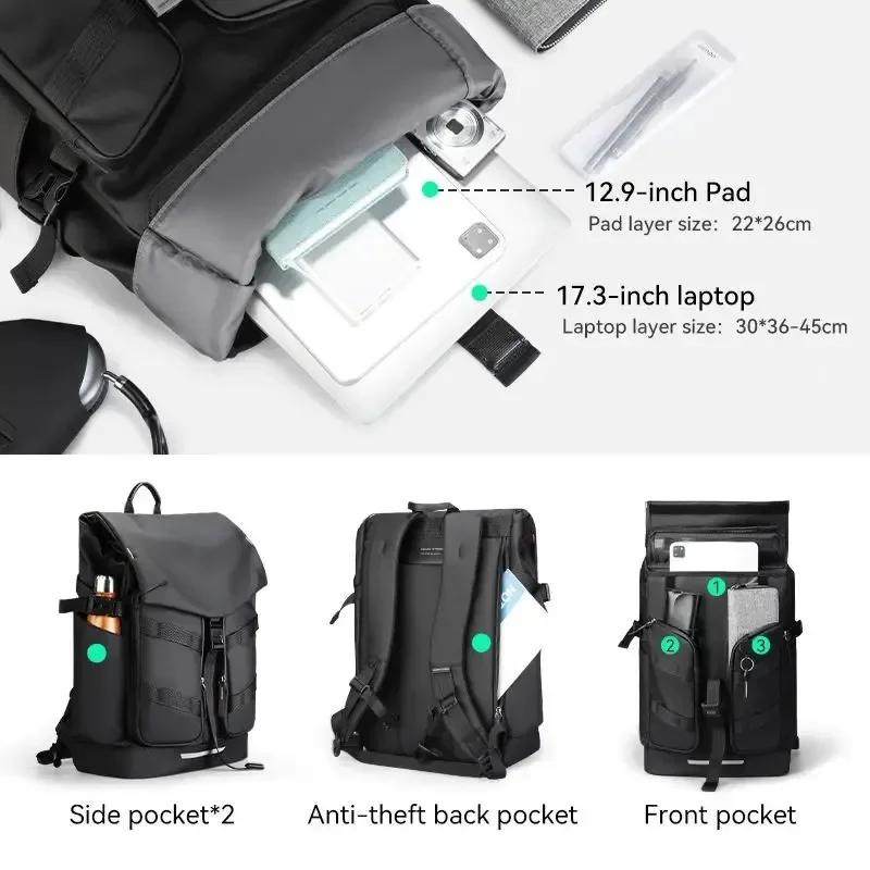 Man Backpack Multifunctional Large Capacity 17 inch Laptop Bag Multi-layer Pockets School Backpack Travelling Bag