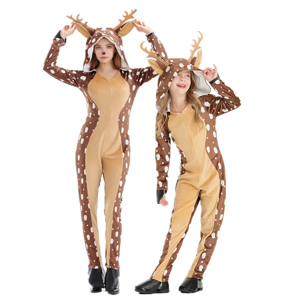 

Christmas Stage Performance Reindeer Anime Cute Elk Cosplay Bodysuit Jumpsuit Theme Party Santa Claus Parent-Child Costume