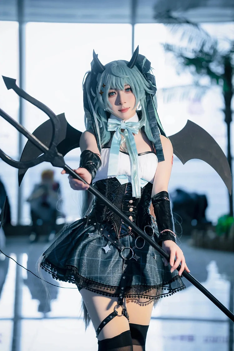 Anime Devil Hatsune Cosplay Costumes Game Demon Miku Dress Wig Wings Horns Tail Suit Carnival Party Outfits Women Sexy Uniform