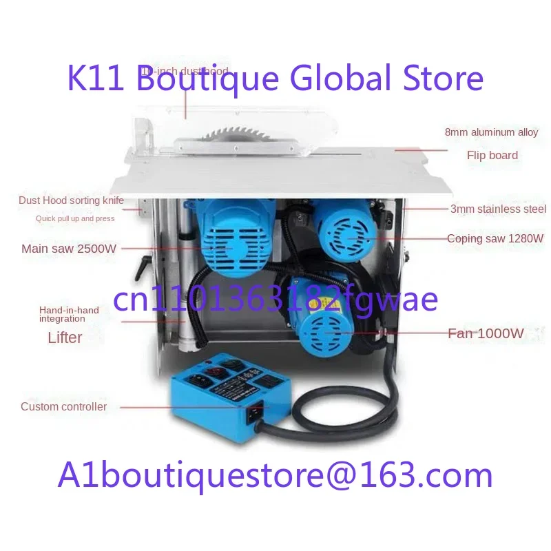 

Precision High-power Multi-function Woodworking Table Saw Integrated Dust-free Saw Board Cutting Electric Circular Saw 220v