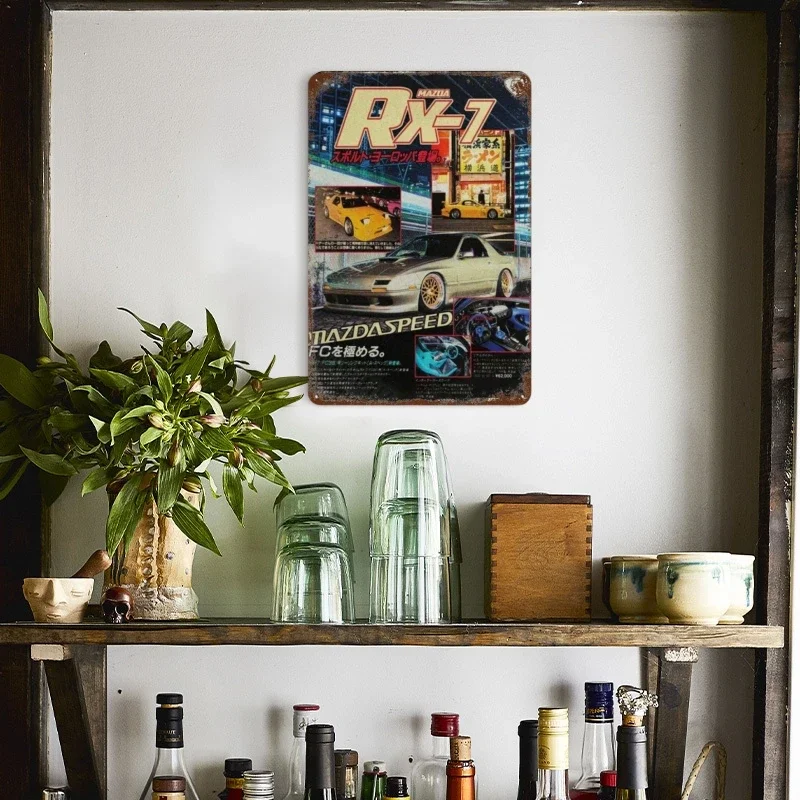 RX7 Japanese GTR JDM Racing Car Metal Plate Tin Sign Vintage Rusty Tinplate Signs Garage Bar Wall Poster Pin Up Plaques Decor