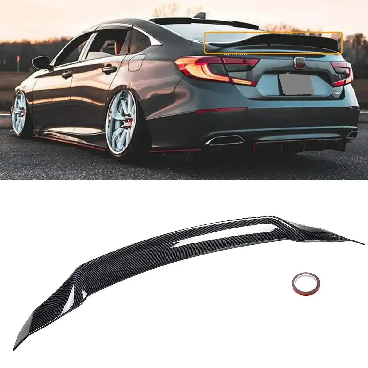 CAR SPOILER WING FITS FOR HONDA For  ACCORD 2018-2021 CARBON FIBER STYLE HIGHKICK STYLE DUCKBILL TRUNK SPOILER Exterior Part