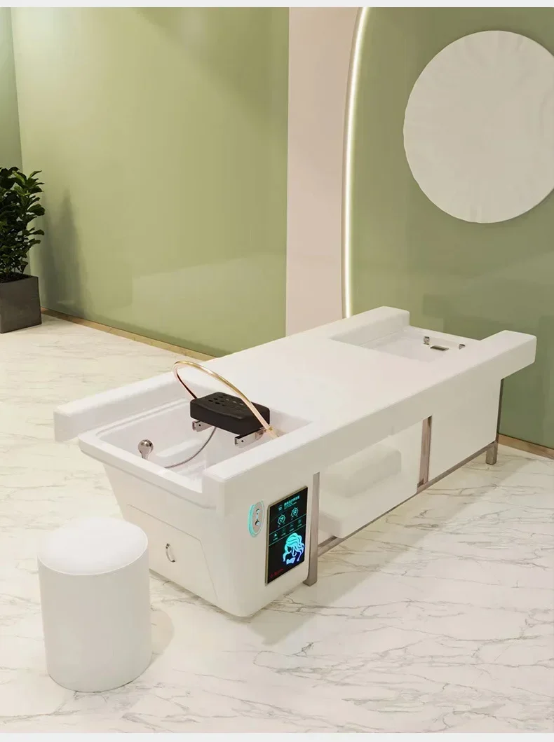 Electric lift shampoo bed, massage massage bed, beauty salon head therapy foot bath integrated bed water circulation fumigat