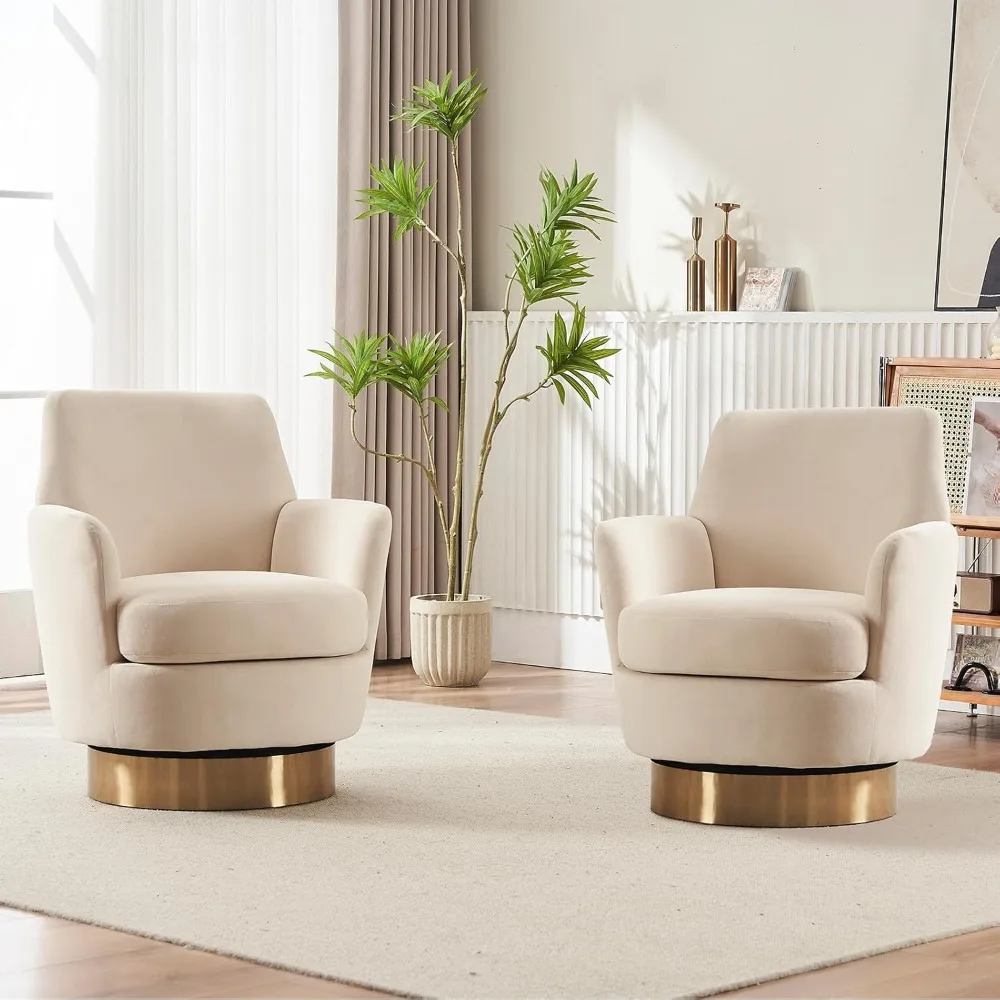 

Swivel Barrel Chair Set of 2,Modern Velvet Upholstered Round Swivel Accent Chairs,360 Degree Single Sofa Chair Armchair