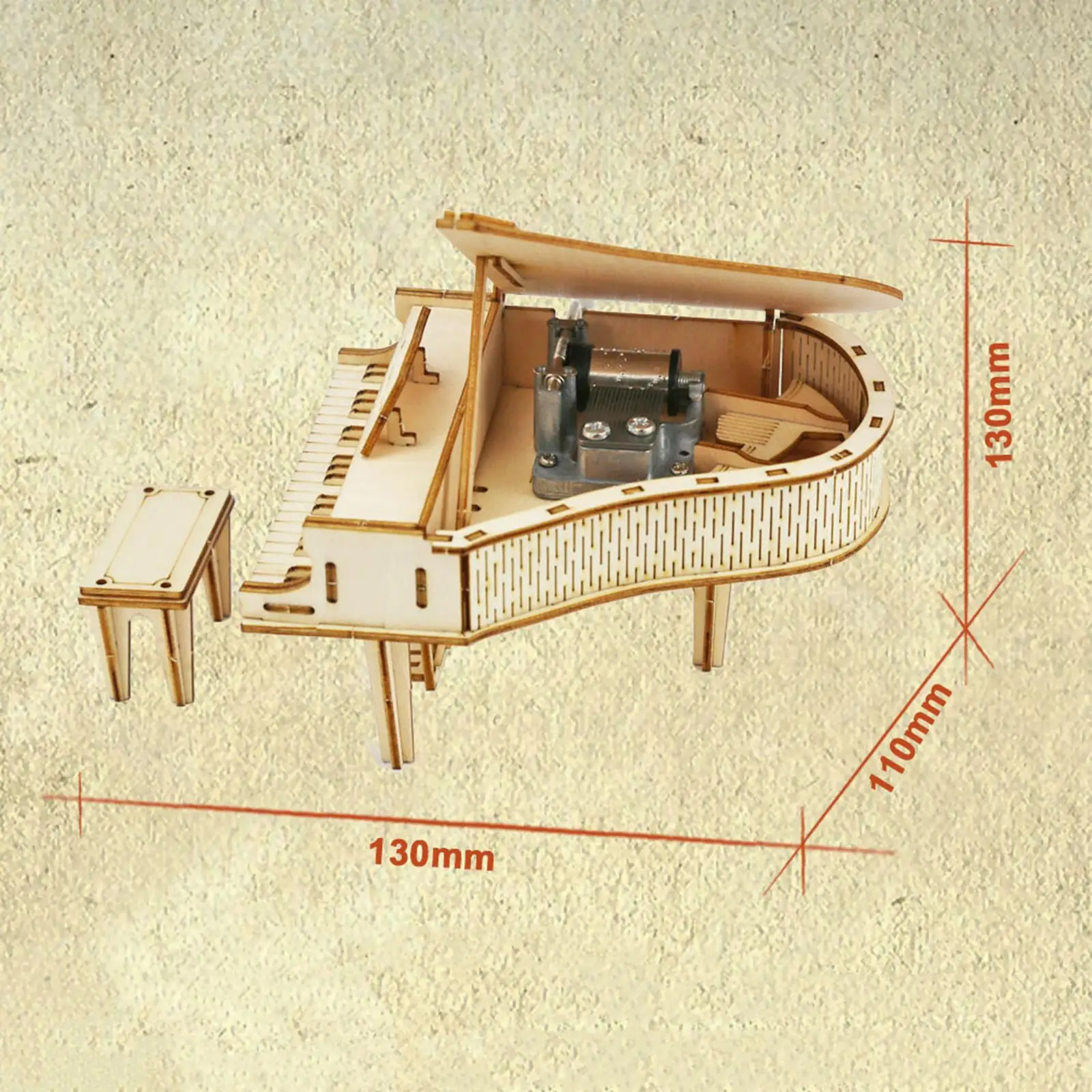 DIY Toy Piano Music Box 3D Puzzles for Adults, Craft Building DIY Kit Wooden Puzzle Assembling Toy for Kids Teens Xmas Gifts