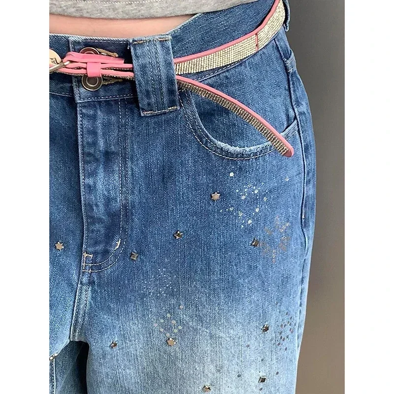 Y2k Streetwear Vintage กางเกงยีนส์กางเกงขาสั้นผู้หญิงฤดูร้อนล้างกางเกงยีนส์เอวสูงอเมริกัน Retro Aesthetic 2000s กางเกงขากว้างเสื้อผ้า