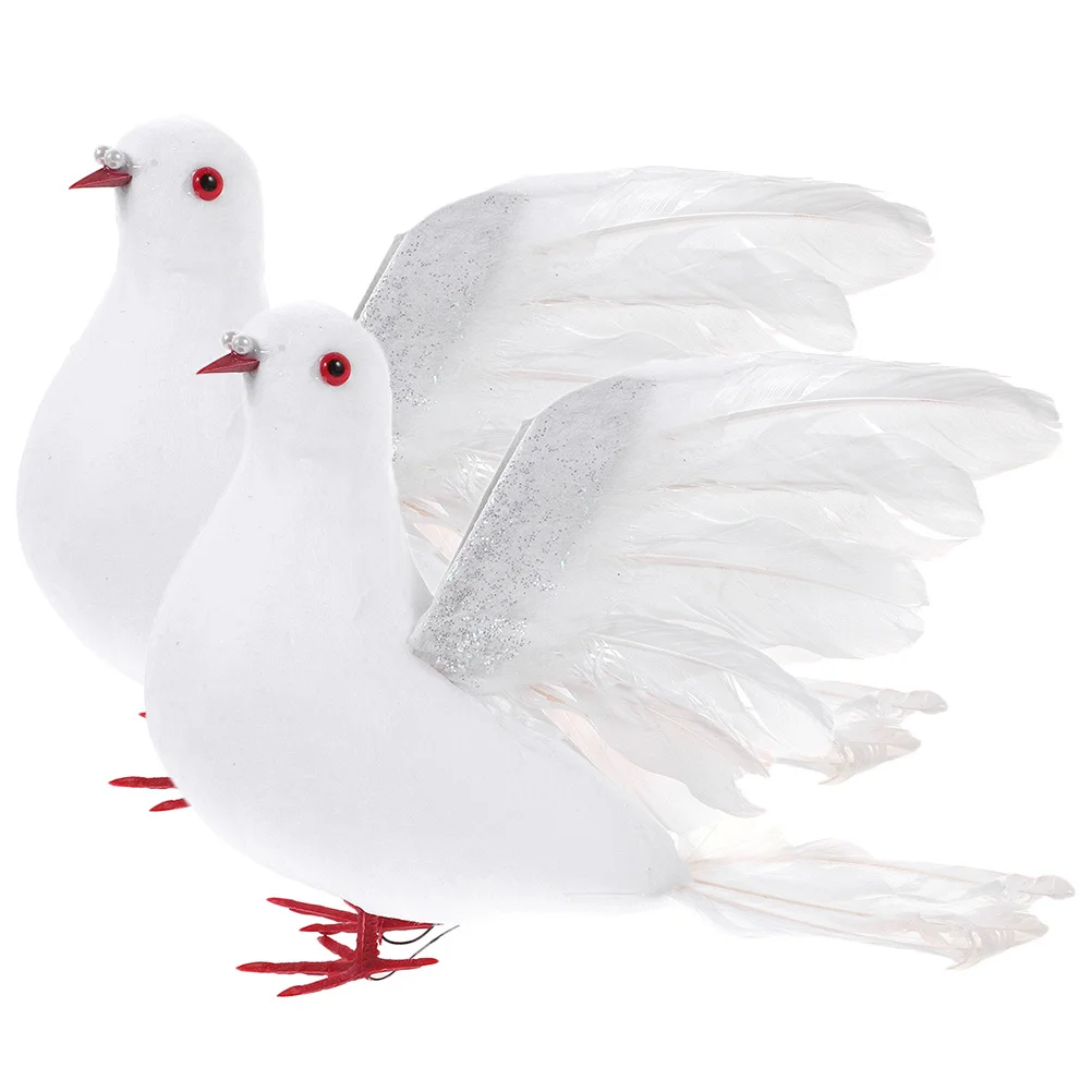 

2Pcs Artificial Dove Foam Birds Fake Pigeons Wedding Decor Christmas Tree Ornaments Flower Arrangement Bird Ornaments Garden
