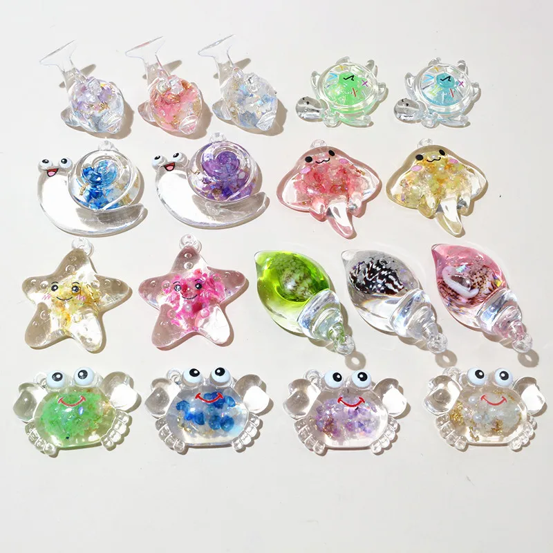 10pcs Resin Charms Pendant Shell Conch Starfish Crab Dolphin Sea Animal DIY Jewelry Making Accessories for Necklace Bracelet