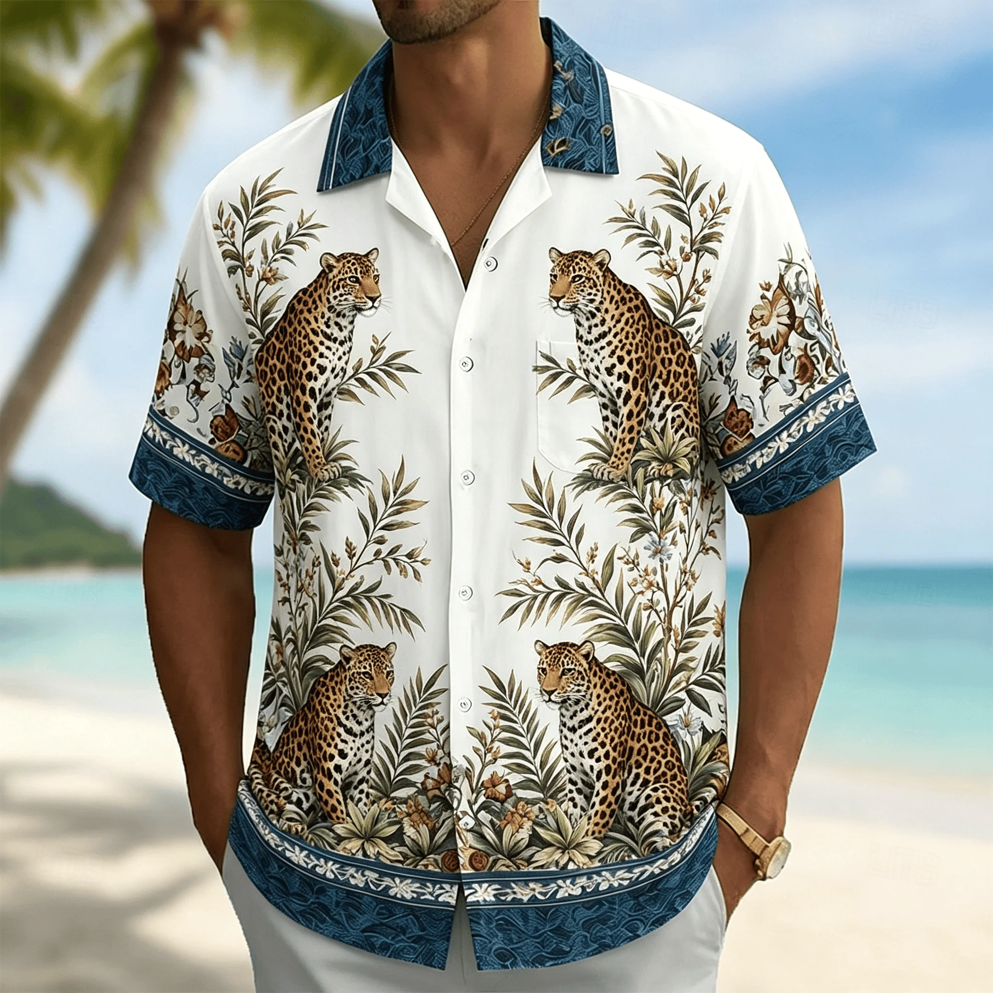 Men's Rose Butterfly Floral Print Short Sleeve Shirt, Vintage Botanical Button Up Shirt For Spring & Summer